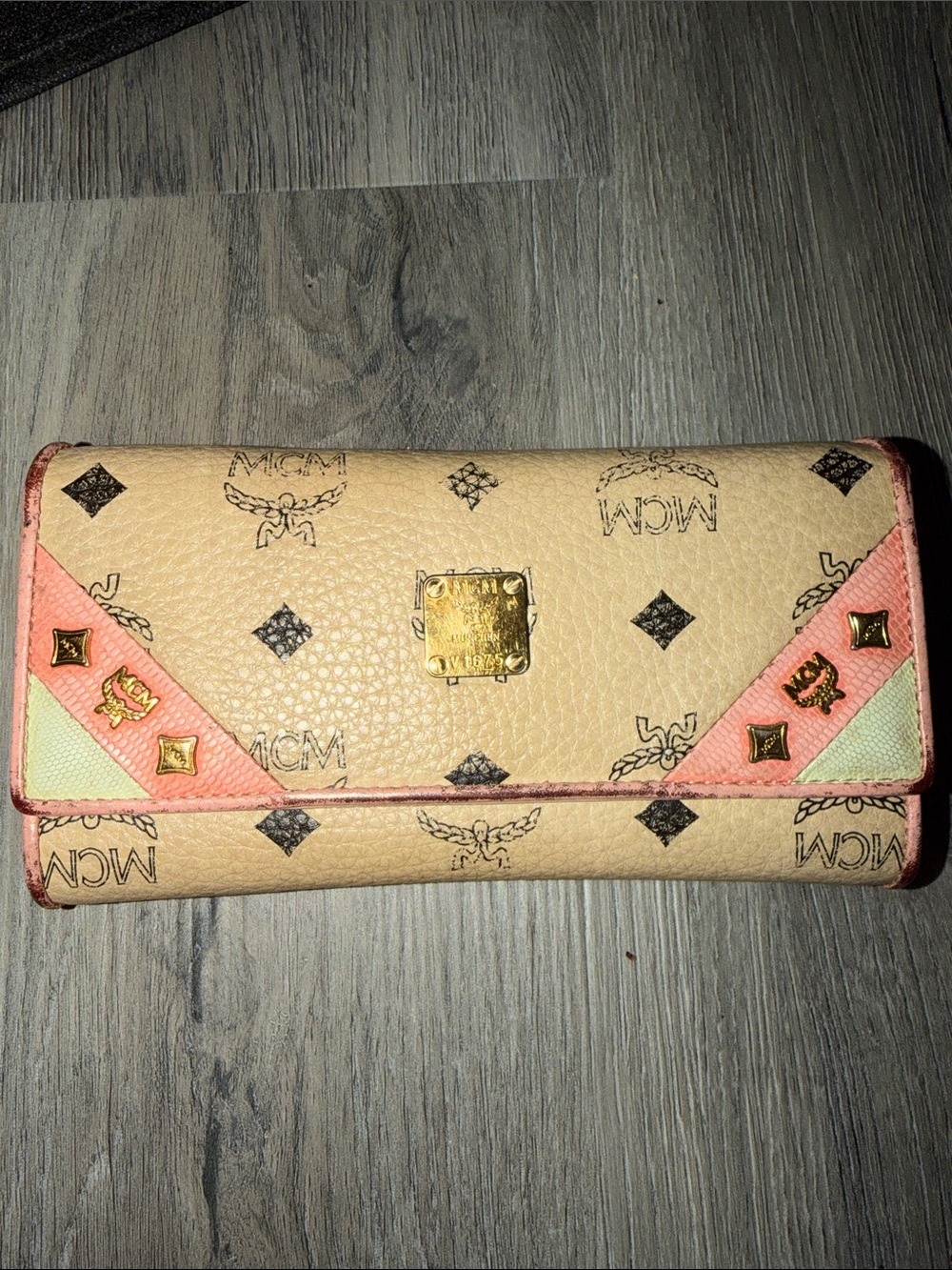 MCM Visetos Studded Continental Wallet
